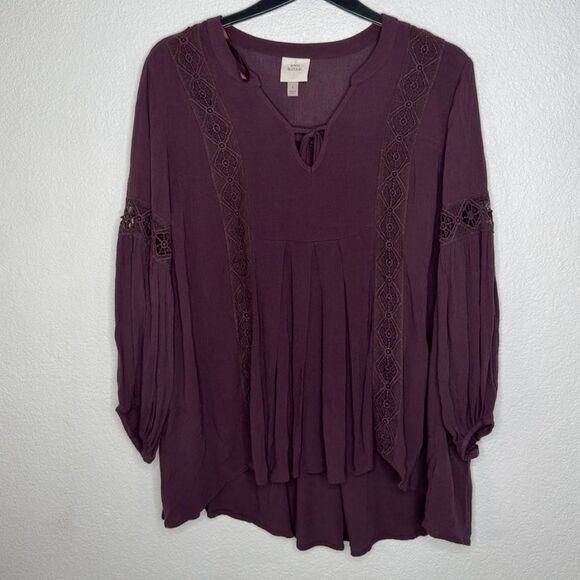 Knox Rose Tops - Knox Rose Plum Long Sleeve Blouse Size L